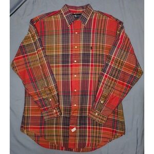 VINTAGE Polo Ralph Lauren Madras‎ Plaid Shirt Men XL Long Sleeve 90s